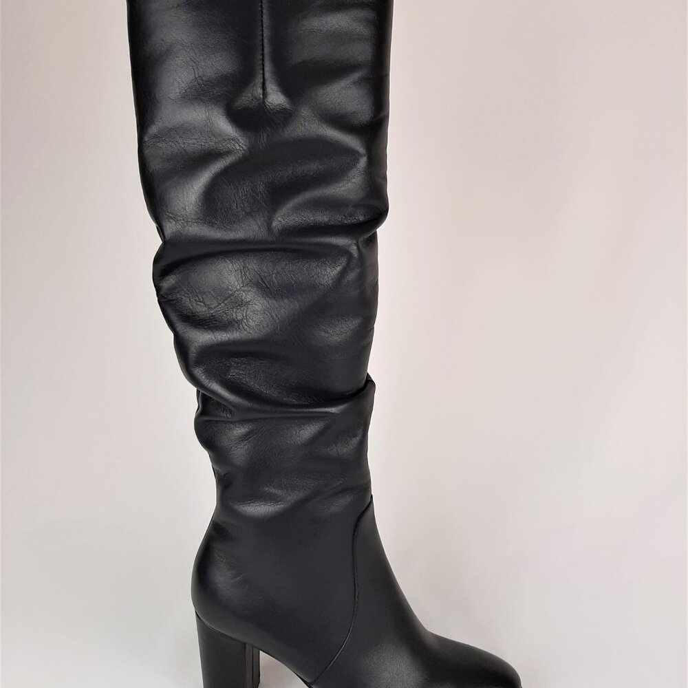 Black Leather Baggy Platform Boots